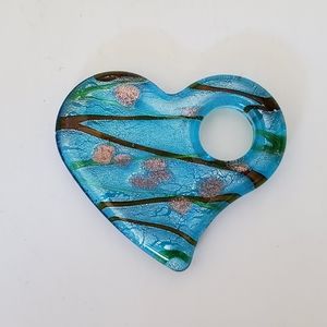 Blue Glass Heart Neclace